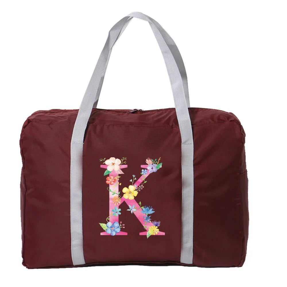Pink Letter Print Travel Tote Bag Duffle