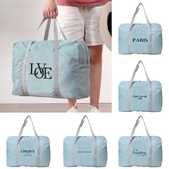 Large Capacity Folding Travel Bags Text Print Tote Handbag