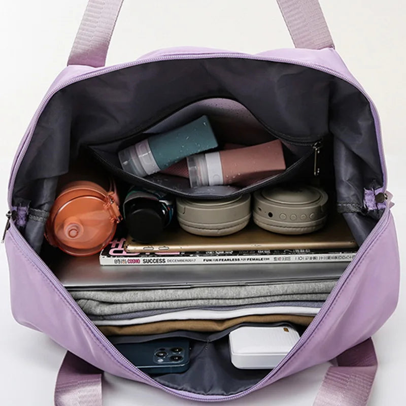 Large Folding Travel Bag Waterproof Tote Duffle Gym Yoga Storage Shoulder
