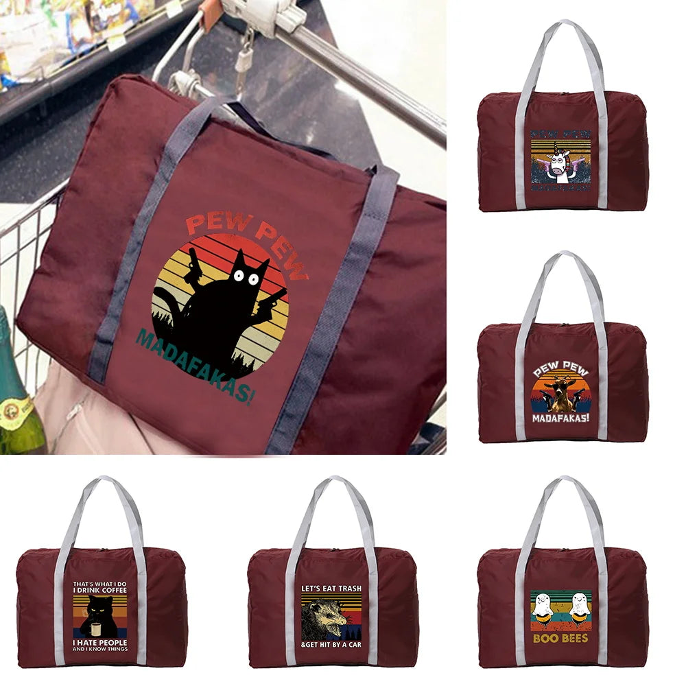 Large Folding Travel Bags Pew Print Luggage Tote Handbag Duffle Bag