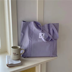 Canvas Shoulder Bag for Women Solid Small Fresh Tote Bags Female