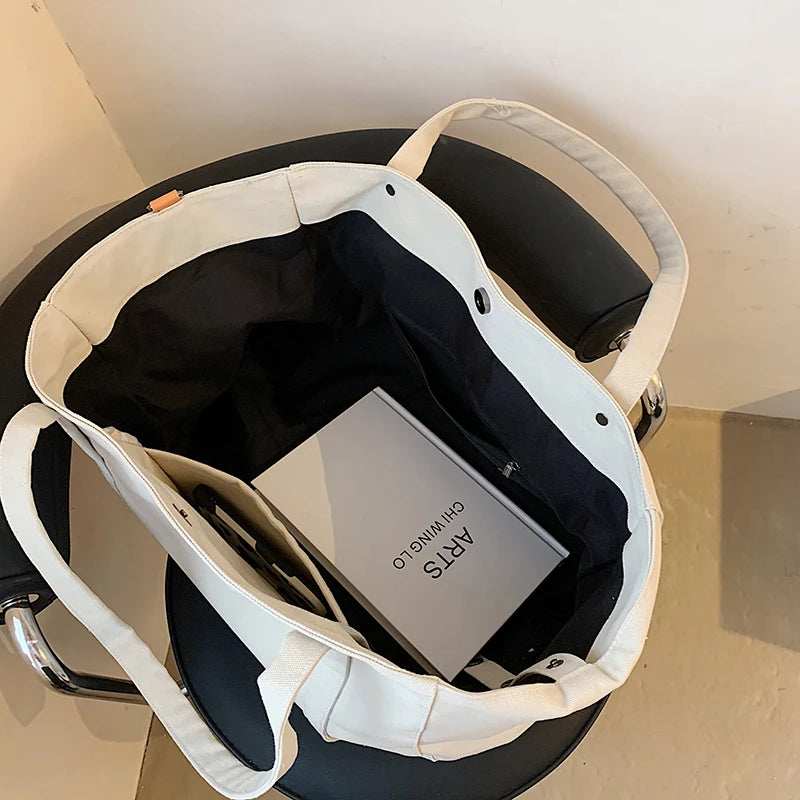 Large Capacity Canvas Shoulder Bag Women Casual Travel Tote Vintage Handbag