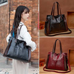 Large Capacity Leather Bucket Bag Crossbody Tote Handbag Purse