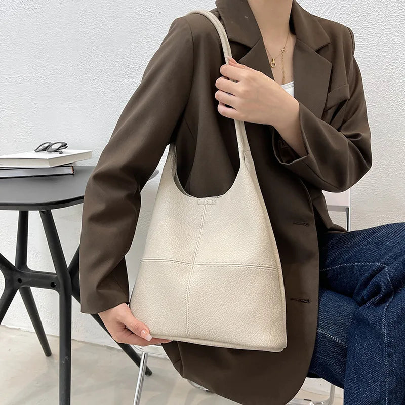 Large-Capacity Handbags Women Tote Pu Leather Autumn Underarm Shoulder Bag