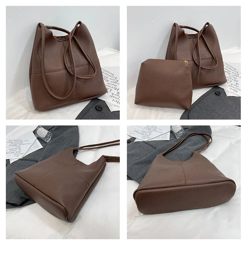 Large-Capacity Handbags Women Tote Pu Leather Autumn Underarm Shoulder Bag