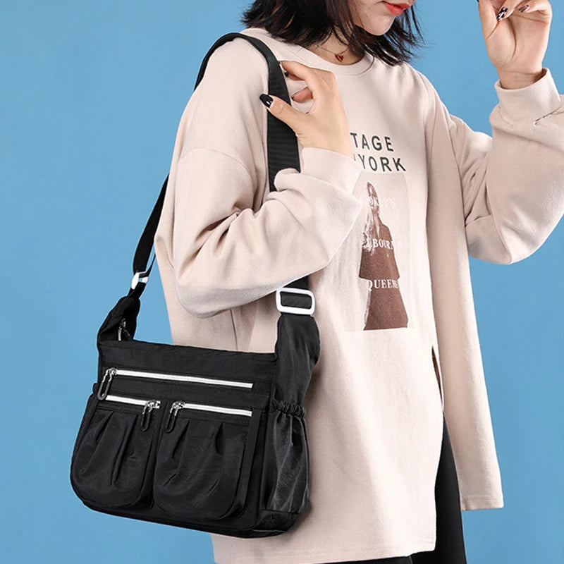Large Capacity Waterproof Nylon Crossbody Shoulder Bag for Women