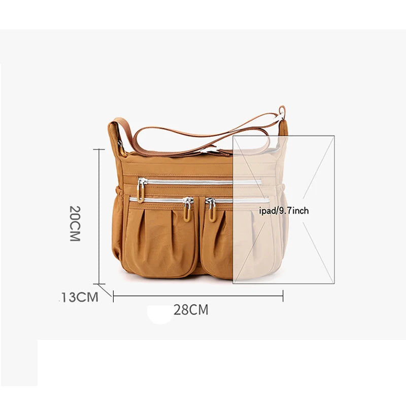 Large Capacity Waterproof Nylon Crossbody Shoulder Bag for Women