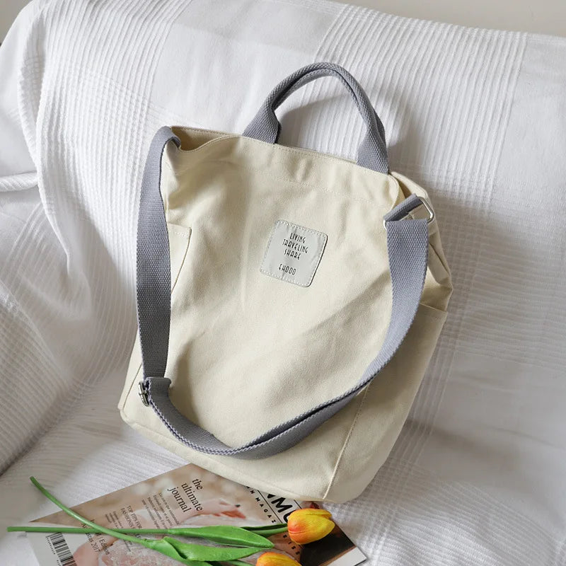 Large Capacity Canvas Shoulder Bag for Women Casual Travel Shopping Tote