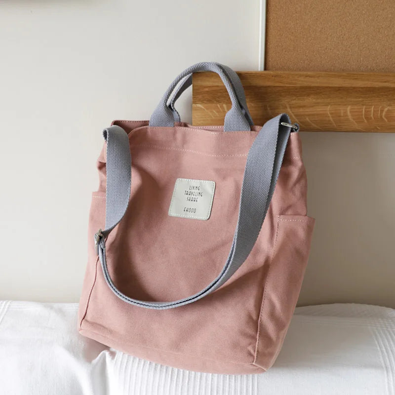 Large Capacity Canvas Shoulder Bag for Women Casual Travel Shopping Tote