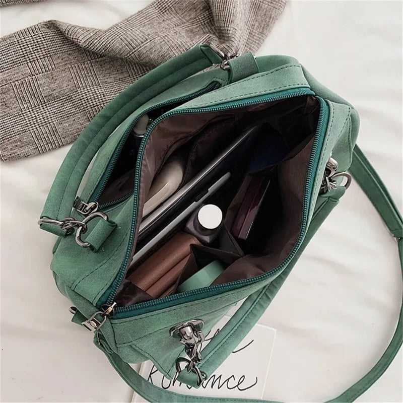 Large Capacity Ladies Frosted Retro Handbag Women's Shoulder Crossbody Bag