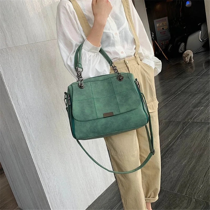 Large Capacity Ladies Frosted Retro Handbag Women's Shoulder Crossbody Bag