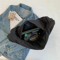 Large Capacity Lady Hobos Handbags Soft Nylon Plus Cotton Shoulder Bags