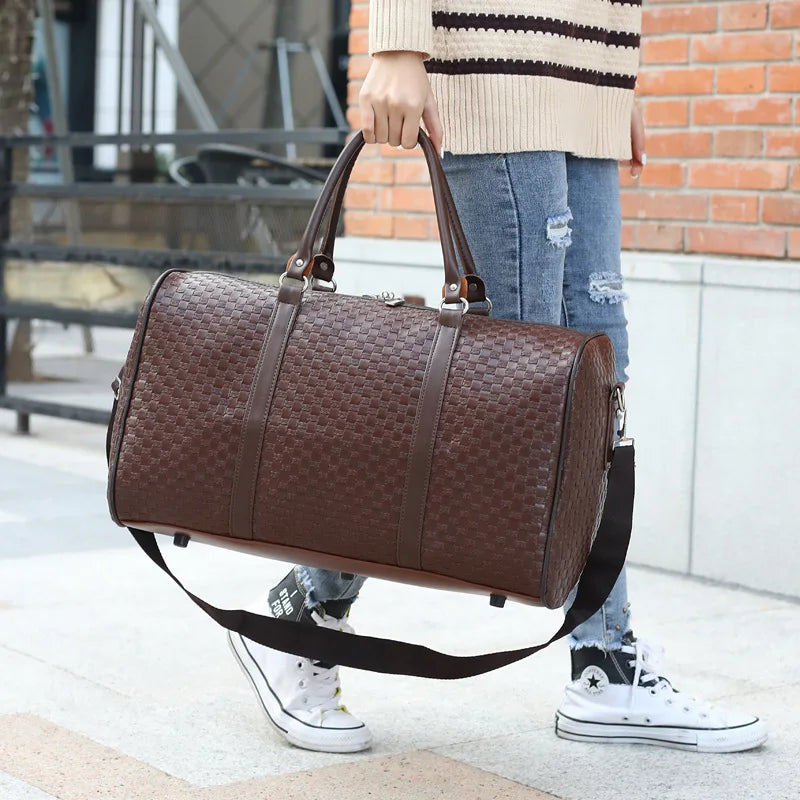 Waterproof PU Leather Travel Bag Shoulder Handbag Fitness Duffle Luggage