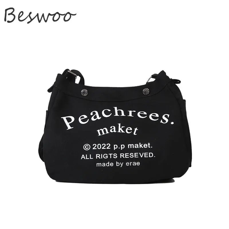 Canvas Messenger Bag Women Shopper Travel Crossbody Shoulder Bag