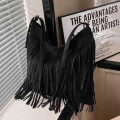 Large Capacity Messenger Bags For Women Matte Tassel Shoulder Bags