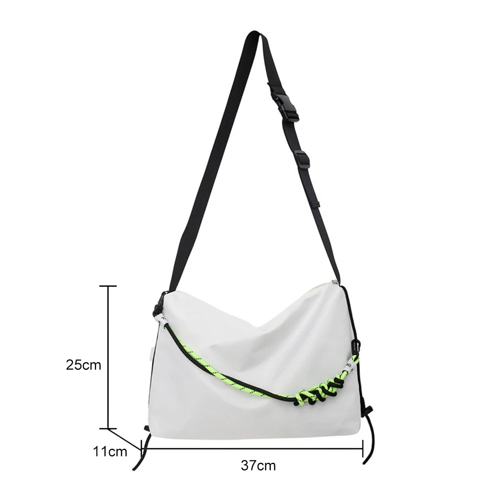 Large Capacity Messenger Bag Crossbody Green Ribbon for Travel Sports