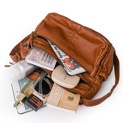 Vintage Multilayer Crossbody Bag Women Shoulder Handbag Leather Messenger