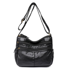 Vintage Multilayer Crossbody Bag Women Shoulder Handbag Leather Messenger