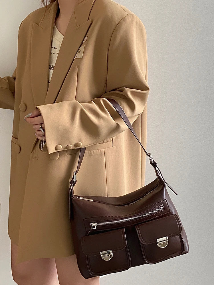 Large Capacity Tote Bag for Women Vintage Crossbody Handbag
