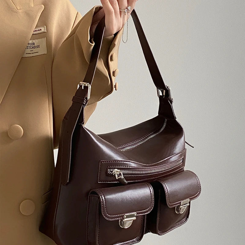 Large Capacity Tote Bag for Women Vintage Crossbody Handbag