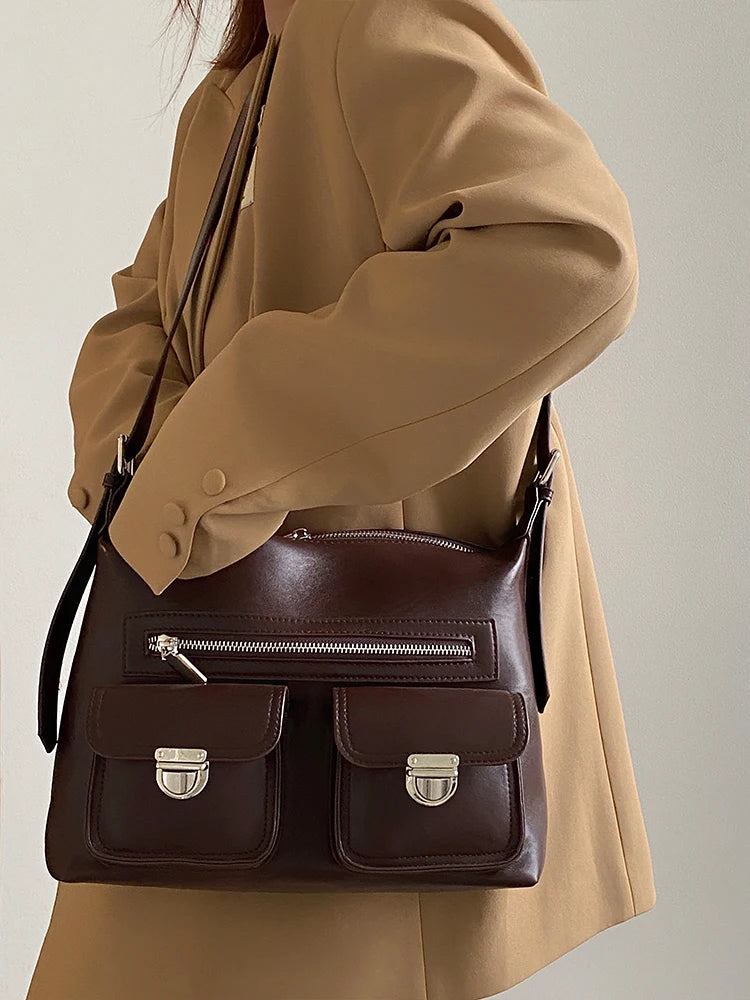 Large Capacity Tote Bag for Women Vintage Crossbody Handbag
