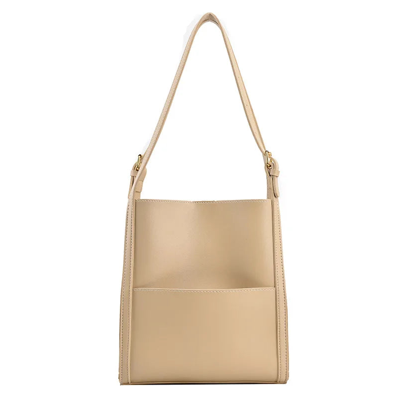 Large Capacity One Shoulder Bag Women's Summer PU Leather High Solid Casual Fema