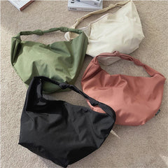 Waterproof Nylon Shoulder Bag Large Capacity Minimalist Style