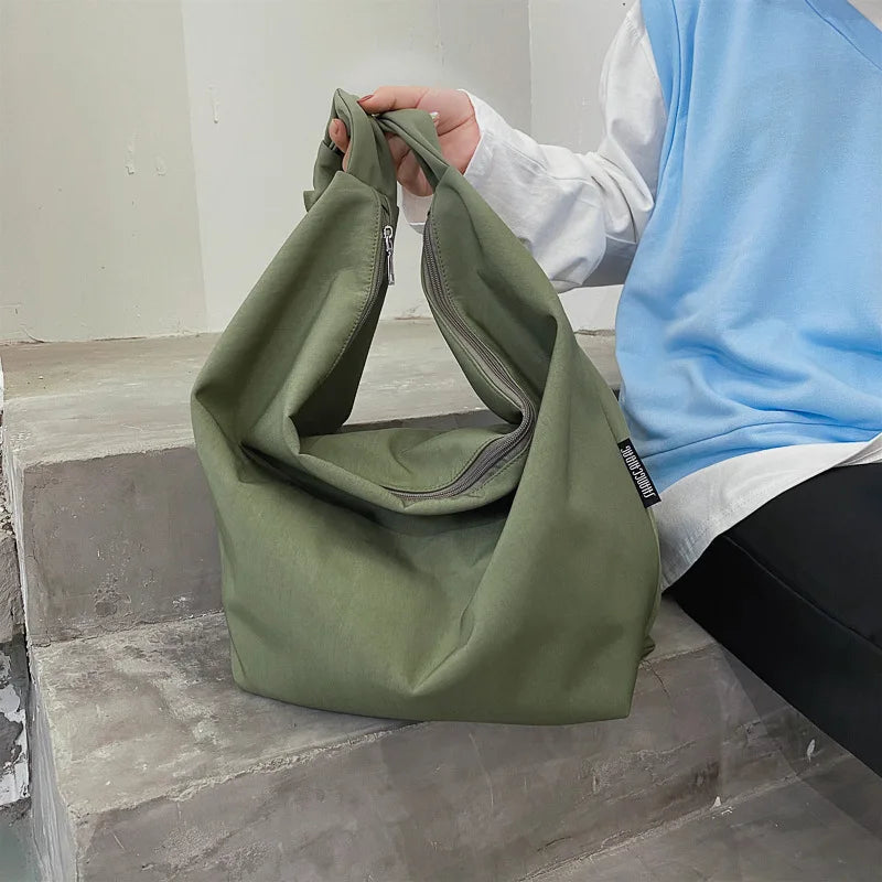 Waterproof Nylon Shoulder Bag Large Capacity Minimalist Style