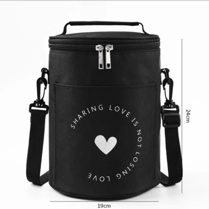 Large-Capacity Portable Lunch Bag Insulation Bag Round Barrel Aluminum Foil
