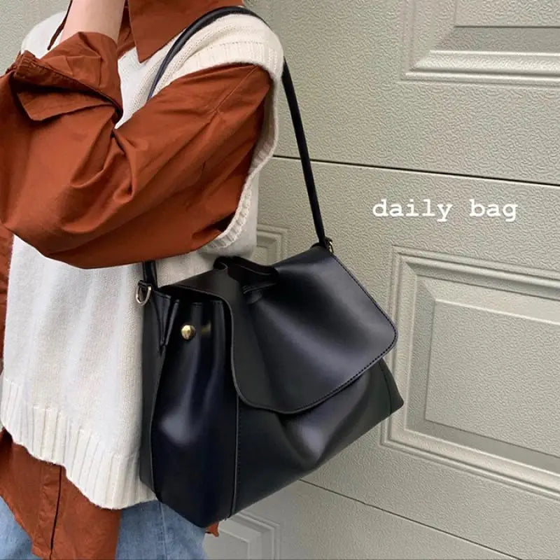 Large Capacity Pu Shoulder Bag for Women Solid Briefcase for Autumn Winter Women