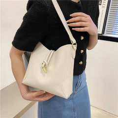 Retro Bucket Bag Hand-Held Tote Solid Women Bag