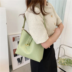 Retro Bucket Bag Hand-Held Tote Solid Women Bag