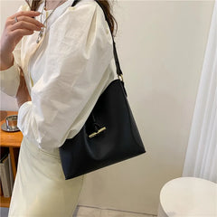 Retro Bucket Bag Hand-Held Tote Solid Women Bag