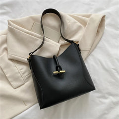 Retro Bucket Bag Hand-Held Tote Solid Women Bag