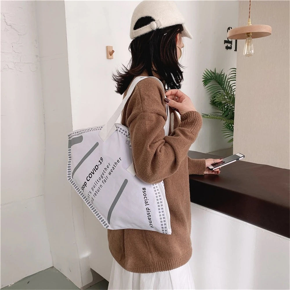 Large Capacity Shoulder Bag Creative Canvas Bag