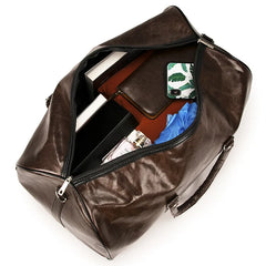 Large Capacity Travel Bag Soft PU Leather Duffel Bag Men Sports Fitness Handbag