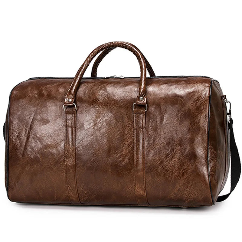 Large Capacity Travel Bag Soft PU Leather Duffel Bag Casual Men Sports Handbag