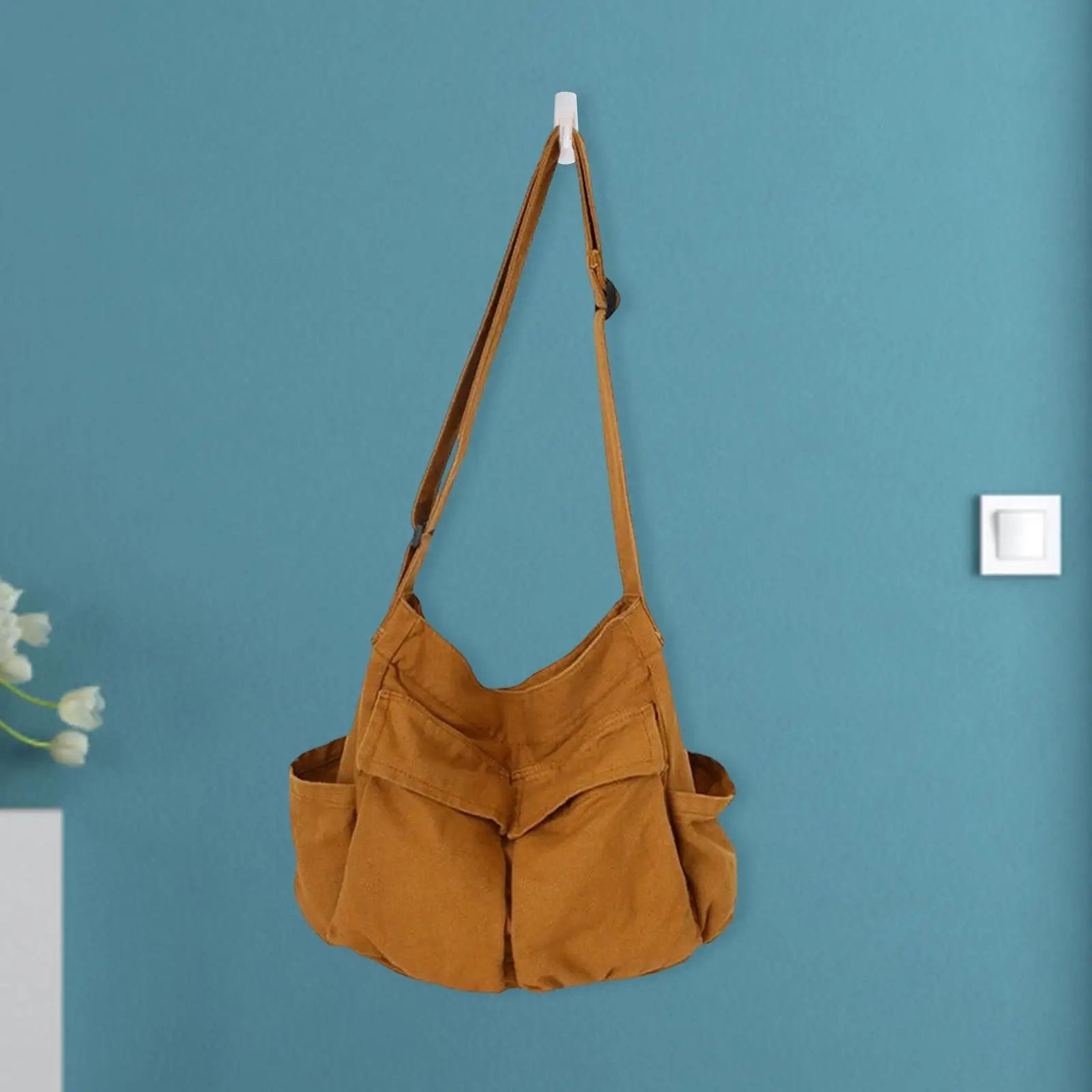 Large Capacity Shoulder Bag Tote Handbag Adjustable Strap Zipper Front Pockets