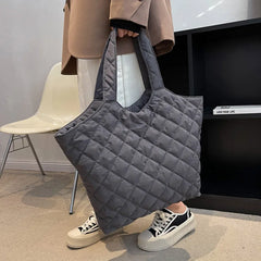 Winter Nylon Tote Bag Large Capacity Shoulder Handbag for Women