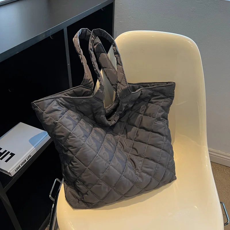 Winter Nylon Tote Bag Large Capacity Shoulder Handbag for Women