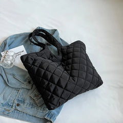 Winter Nylon Tote Bag Large Capacity Shoulder Handbag for Women