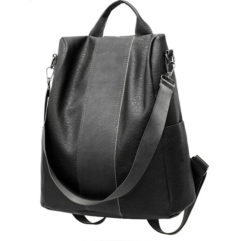 Large Capacity School Backpack for Teenage Girl PU Leather Travel