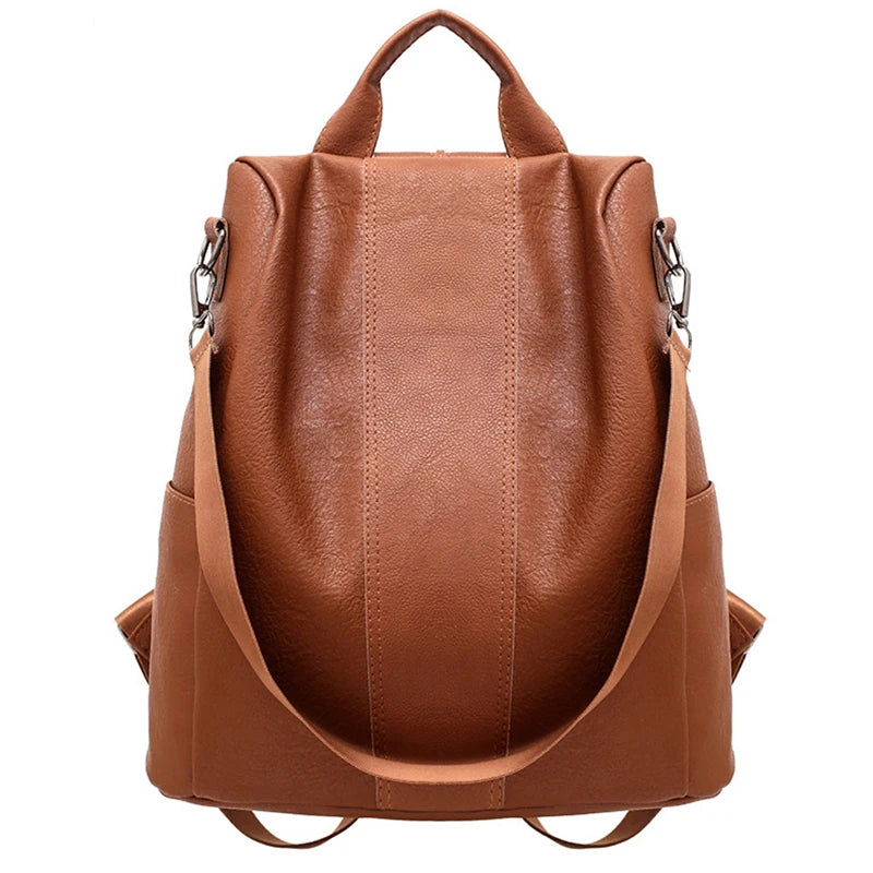 Large Capacity School Backpack for Teenage Girl PU Leather Travel