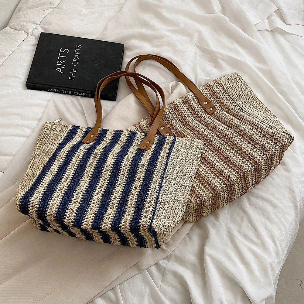 Large Capacity Shoulder Bags Women Straw Beach Totes