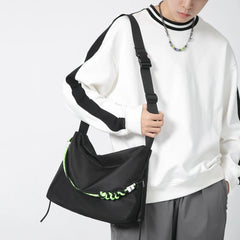 Large Capacity Shoulder Tote Bag Men Women Messenger Handbag Green Ribbon