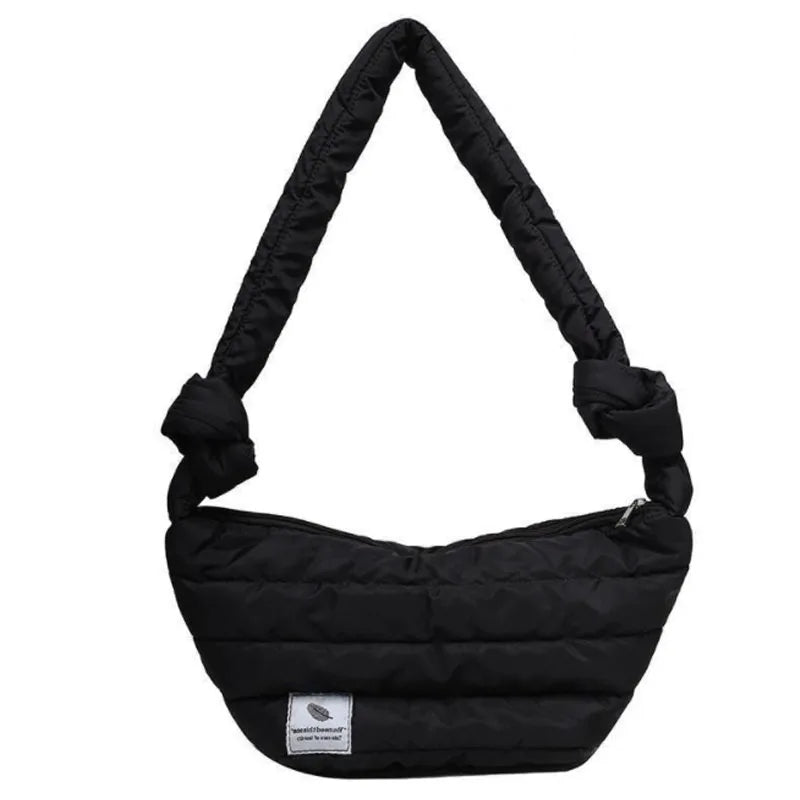 Soft Bucket Shoulder Bag for Women Shopper Space Pad Cotton Feather