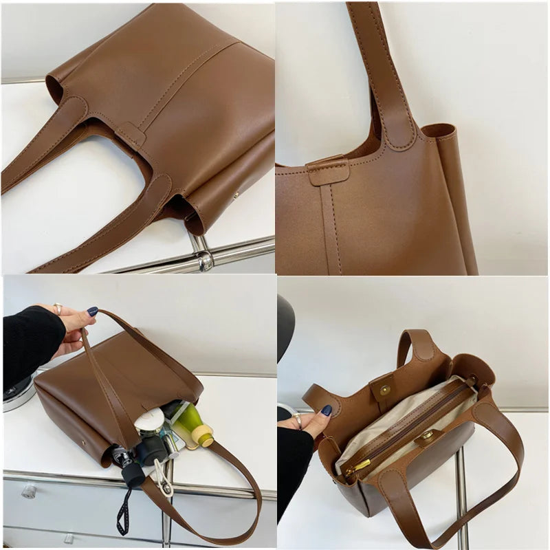 Soft Leather Shoulder Crossbody Bag for Women Casual Messenger Handbag