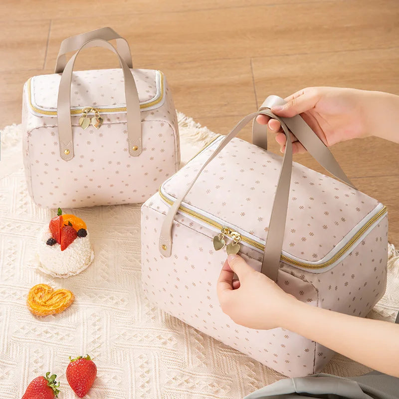 Large Capacity Square Portable Lunch Box Bags Picnic Bento Insulated Thermal Coo