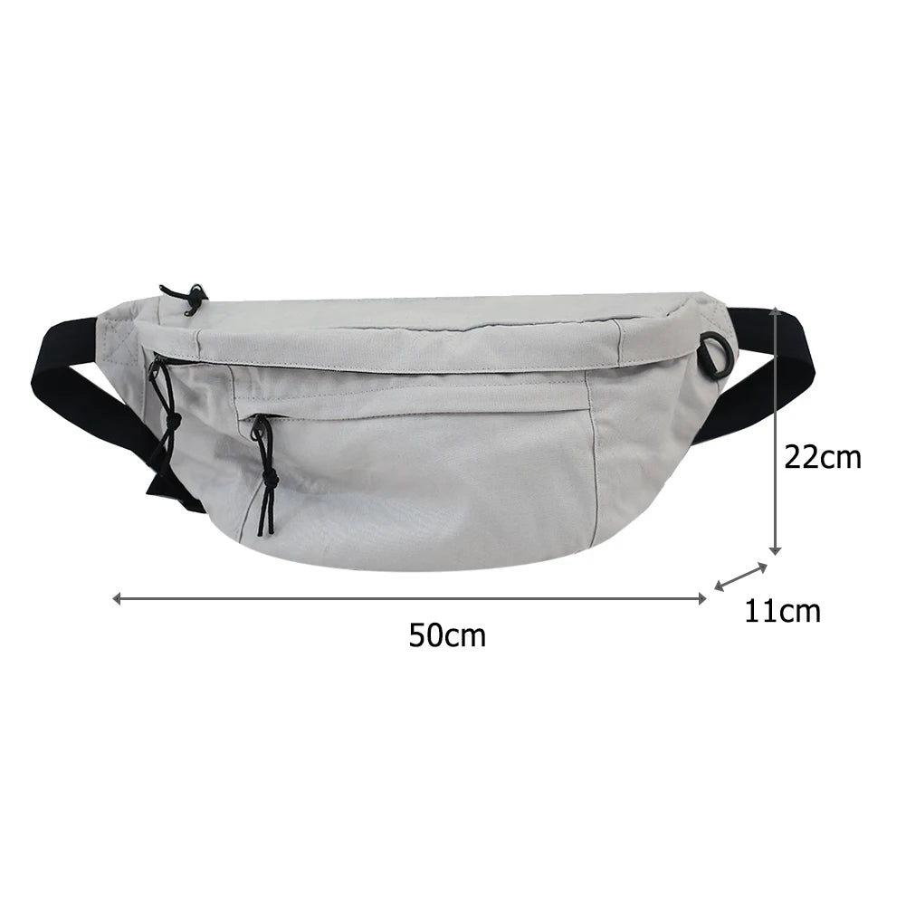 Large Capacity Canvas Waist Bag Fanny Pack Multi-Functional Chest Bags
