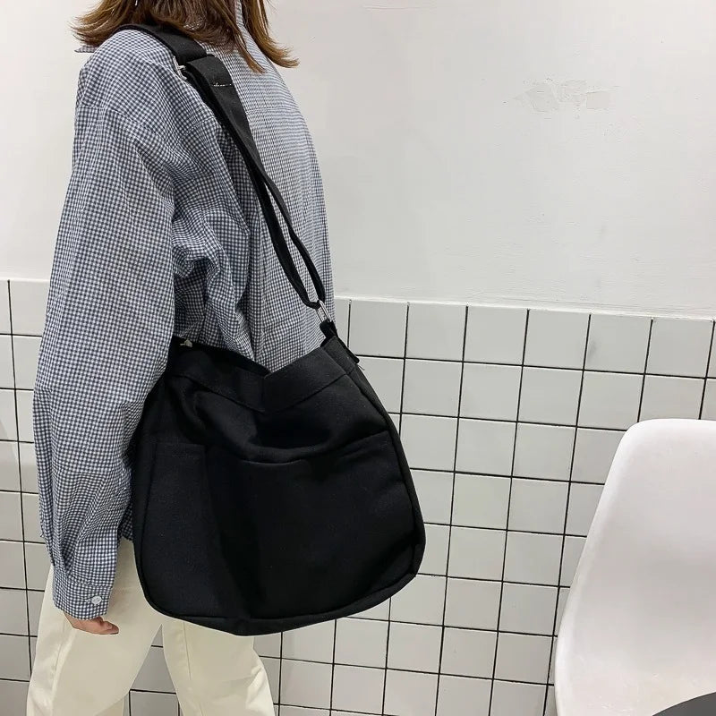 Large Capacity Canvas Shoulder Bags Female Handbags Cotton Cloth Crossbody Bag